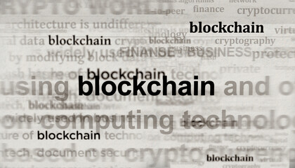 Blockchain headline titles media with 3d illustration