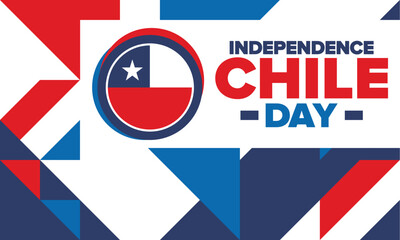 Obraz premium Chile Independence Day. Happy national holiday Fiestas Patrias. Freedom day. Celebrate annual in September 18. Chile flag. Patriotic chilean design. Poster, card, banner, template, background. Vector