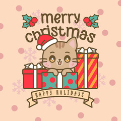 CUTE KAWAII MERRY CHRISTMAS CARD