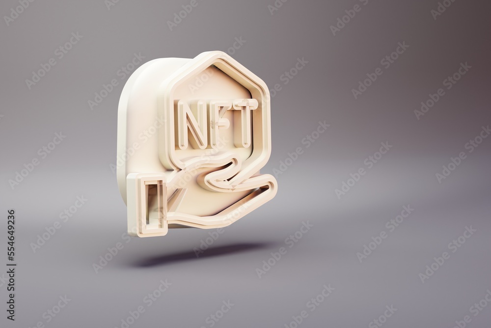 Leinwandbilder beautiful illustrations abstract nft hand symbol icon on a bright background. 3d rendering illustrat