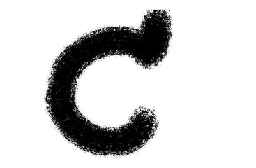 Black font of the brush. Letters C abstract text. Isolated white letters on white background.
