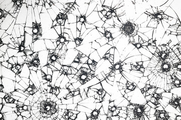 group of bullet holes on the glass abstract background window