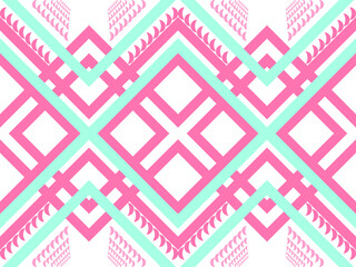 pink and blue pattern, Traditional geometric pattern for background, rug, wallpaper, clothing, wrap, batik, fabric, sarong, embroidery style vector illustration, ethnic pattern
