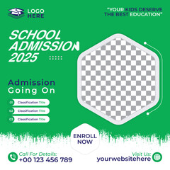 Education School admission social media post banner design or square web banner template
