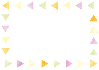 カラフルなかわいい三角の水彩フレーム長方形
