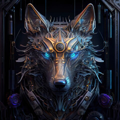 Stylized cyber wolf. sketch art for artist creativity and inspiration. generative AI
