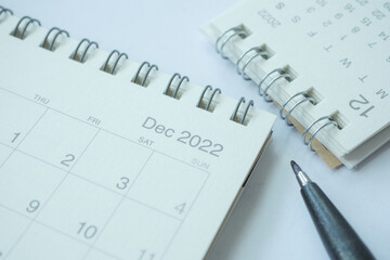 detail shot of a calendar with a December month 