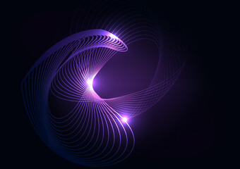 Abstract modern design line curve space technology purple background