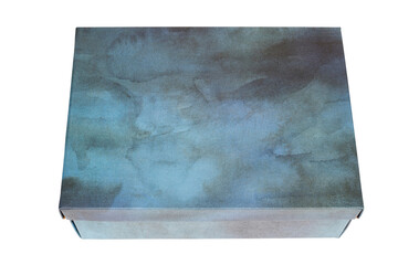 Blue cardboard shoes box with lid for shoe or sneaker product packaging mockup. Design element.