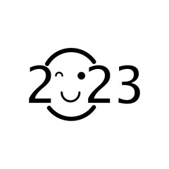 Fototapeta premium 2023 Happy New Year logo text design Smile icon