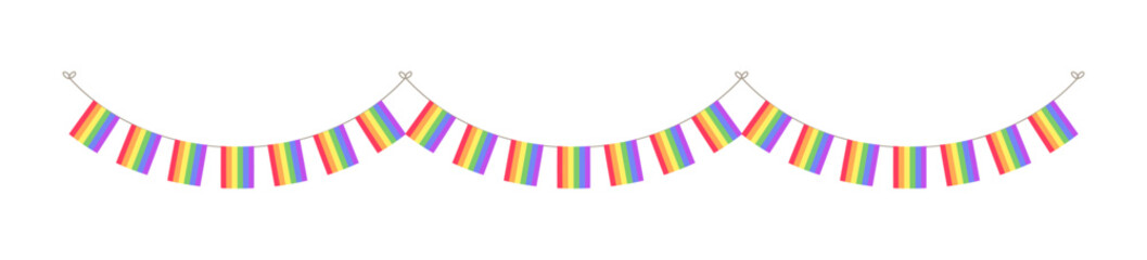 Rainbow flag pride month garland bunting divider simple vector illustration clipart