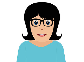 Cute girl with happy nerd face, vector illustration