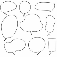 set blank empty hand drawn speech bubbles. thought, message, text, chat, balloon, comic. vector design illustration