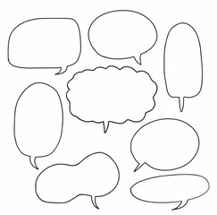 set collection of blank empty hand drawn speech bubbles. vector design illustration