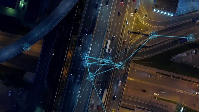 Artificial intelligence tracks transport. Smart technology, innovation concept.