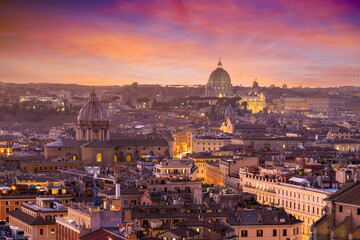 Fototapeta na wymiar Rome, Italy Cityscape at Dusk
