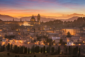 Urbino, Italy in Marche at Dusk