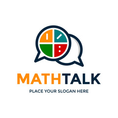 Math talk vector logo template. This logo use chat and mathematics symbol icon. Suitable for education