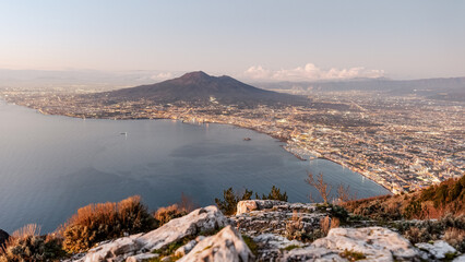 Vesuvius Volcano in the heart of Naples. Aerial view from Monte Faito. Italy