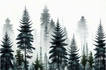 Obraz premium Winter Spruce Tree Forest
