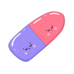 kawaii eraser isolated on transparent background 