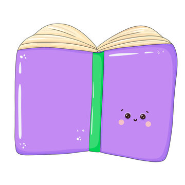 Kawaii Purple Book Isolated On Transparent Background 