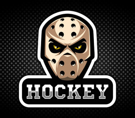 Hockey mask icon. Goalkeeper helmet. Goalie logo. Sports equipment. Sport games.