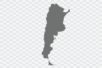 Argentina Map  grey Color on White no demarcation line Background Png