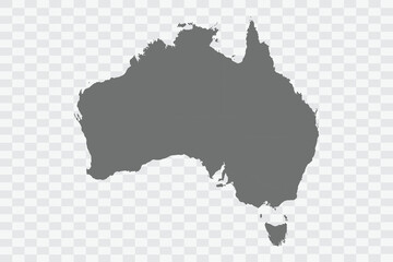 Australia Map grey Color on White no demarcation line Background Png