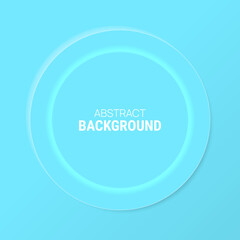 Vector abstract background with 3d circle and gradient shadow. Round frame in blue.