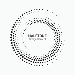 Abstract dotted circles. Halftone dots in circular form. Vector logo. Design element for various purposes.	