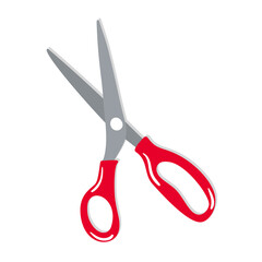 Vector scissors icon on white background. Cartoon style design icon.