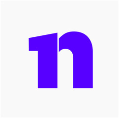 1 N Vector icon. 1 N typography icon lettering.