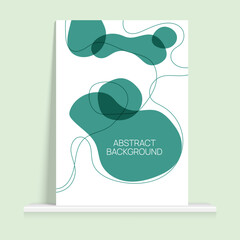 Poster on shelf. Abstract background with liquid organic flowing shapes and freehand drawn form, lines. Vector illustration in pastel colors. Template for booklet, flyer, cover, magazine, invitation.