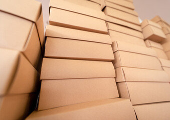Stacks of empty cardboard boxes in the gift shop