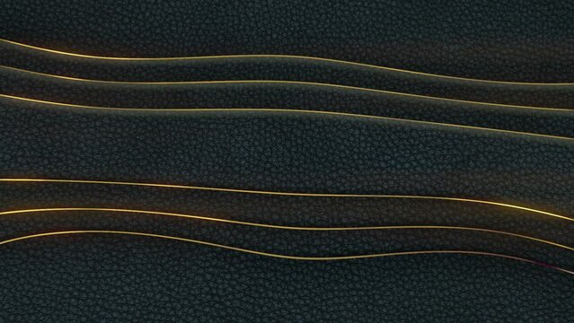 Luxurious background layers of leather with gold border 3d render loop animation