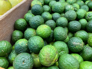 kaffir lime or jeruk purut in indonesian is type of citrus often used in asian food. very healthy and tasty