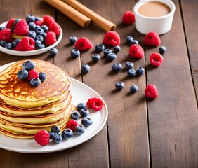 pancakes with berries and blueberries