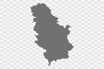 Serbia Map grey Color on White no demarcation line Background  Png