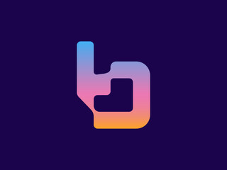 Minimal abstract Lettering logo and mark with gradient color, Letter b logo design for brand identity