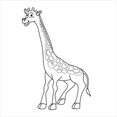 giraffe coloring book in vector illustration