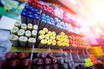 Background of lots assorted colorful marker pen set