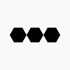 three hexagons in on line vector. black hexagons icon.