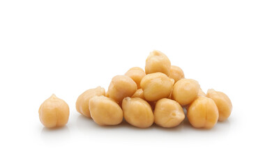 Cooked chickpea or Egyptian pea isolated on white background 