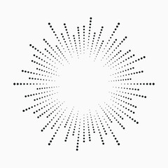 Halftone dotted background circularly distributed. Halftone effect vector pattern. Circle dots isolated on the white background. Border logo icon. Draft emblem for your design.