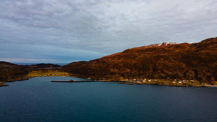 aerial view of Seglvik Village, Troms, Norway