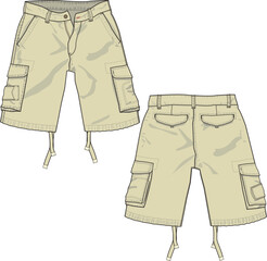 MEN AND BOYS WEAR BOTTOMS SHORTS FRONT AND BACK VIEW VECTOR SKETCH