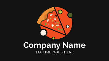 Delicious Funghi Pizza Minimalist Style Traditional Asian Food Vector Illustration Logo Design 