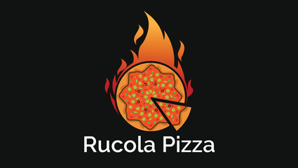 Delicious Rucola Pizza Traditional Asian Food Vector Illustration Logo Design Template