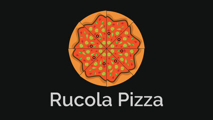 Delicious Rucola Pizza Traditional Asian Food Vector Illustration Logo Design Template